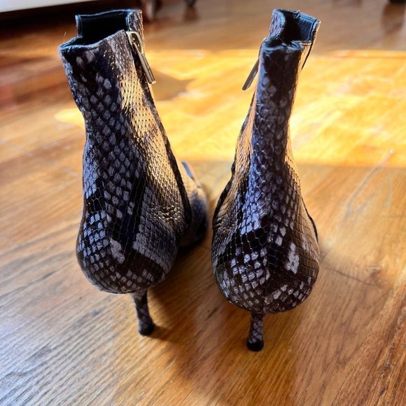 Anine Bing Ava Snake Embossed Kitten Heel Booties 37 / US 7 - Picture 7 of 12